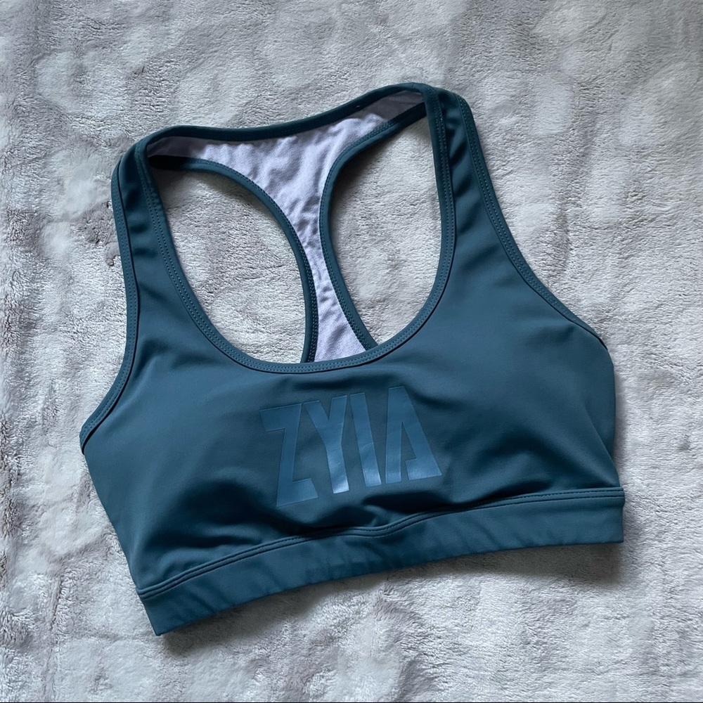 ZYIA Blue Block Letter Sports Bra Size Small